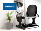 Escorredor de Louça Brinox Suprema 16 Pratos com Porta Talheres Aço Inox