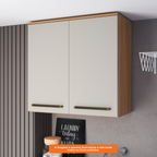 Armário Aéreo de Cozinha Isabelle Delmarco 80cm 2 Portas Freijó e Arenas