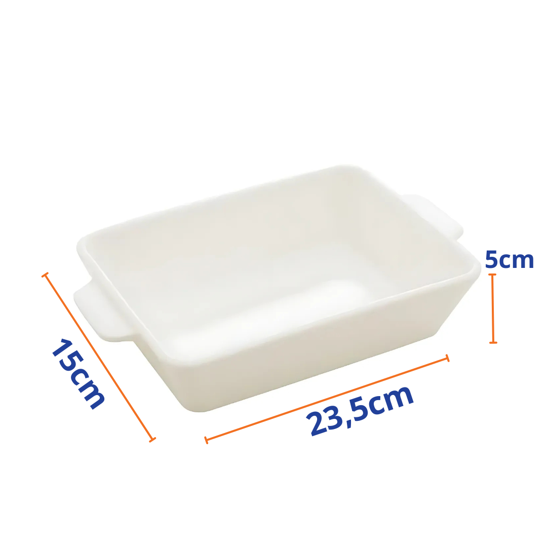 Refratário de Porcelana Coliseu Basic com Alça 23,5cm Branco