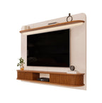 Painel Capri com Led 215cm DJ Móveis Off White e Freijó