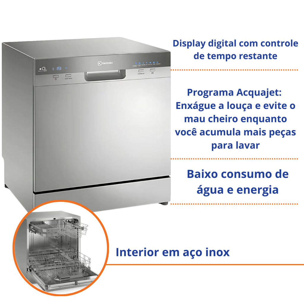 Lava-Louças Electrolux 8 Serviços LL08S Inox 220V