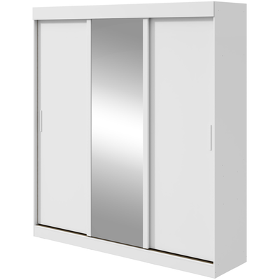 Roupeiro Saion Lopas 200cm 3 Portas Correr com Espelho Branco