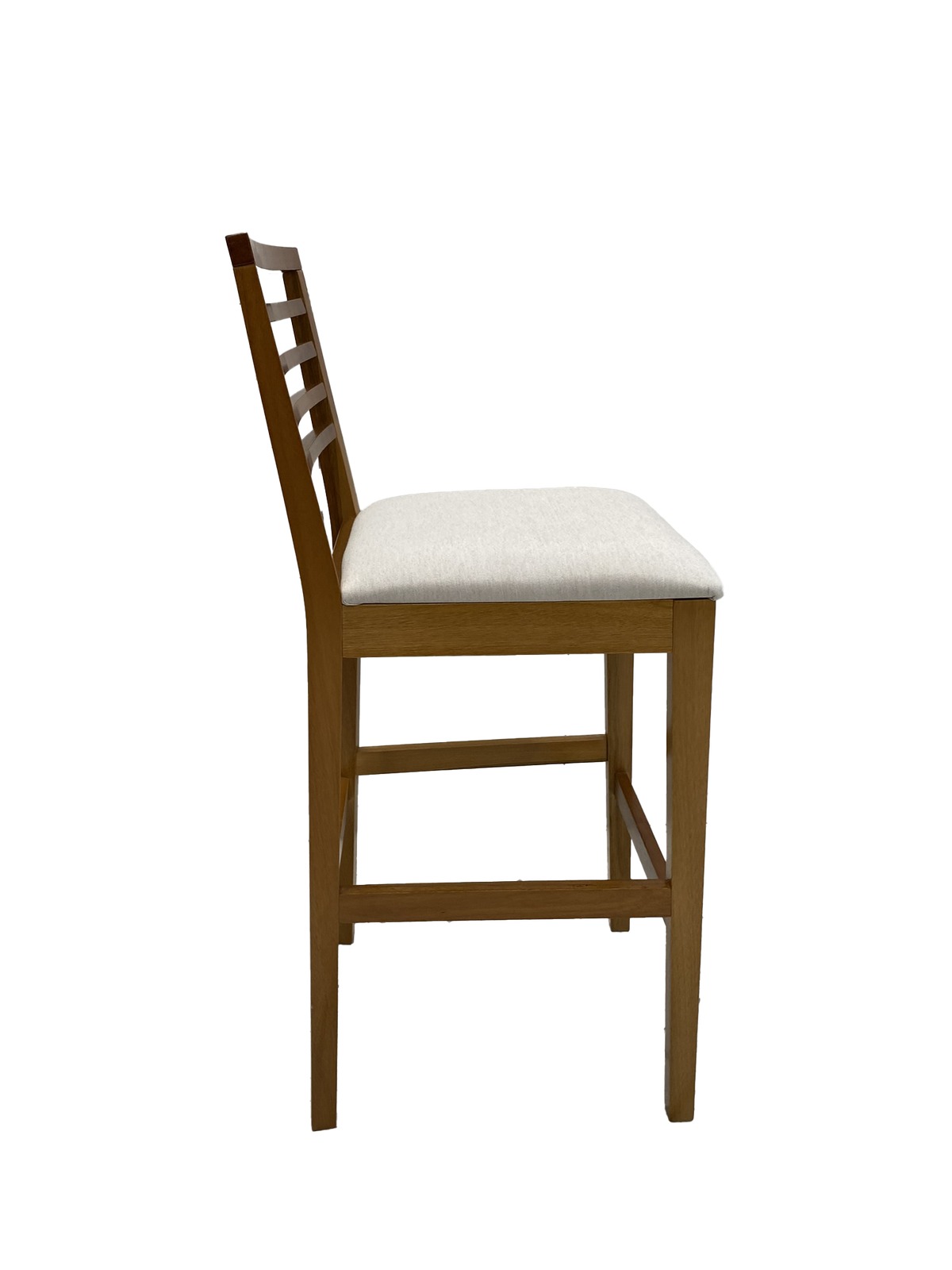 Banqueta Eco Artsoli Castanho Claro com Encosto Ripado Linho Bege