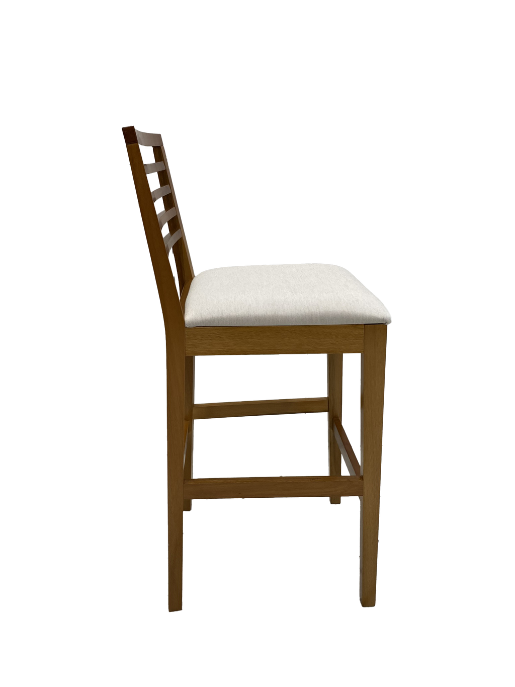 Banqueta Eco Artsoli Castanho Claro com Encosto Ripado Linho Bege