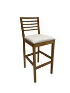 Banqueta Eco Artsoli Castanho Claro com Encosto Ripado Linho Bege