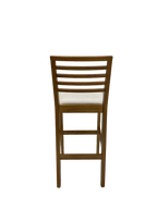 Banqueta Eco Artsoli Castanho Claro com Encosto Ripado Linho Bege