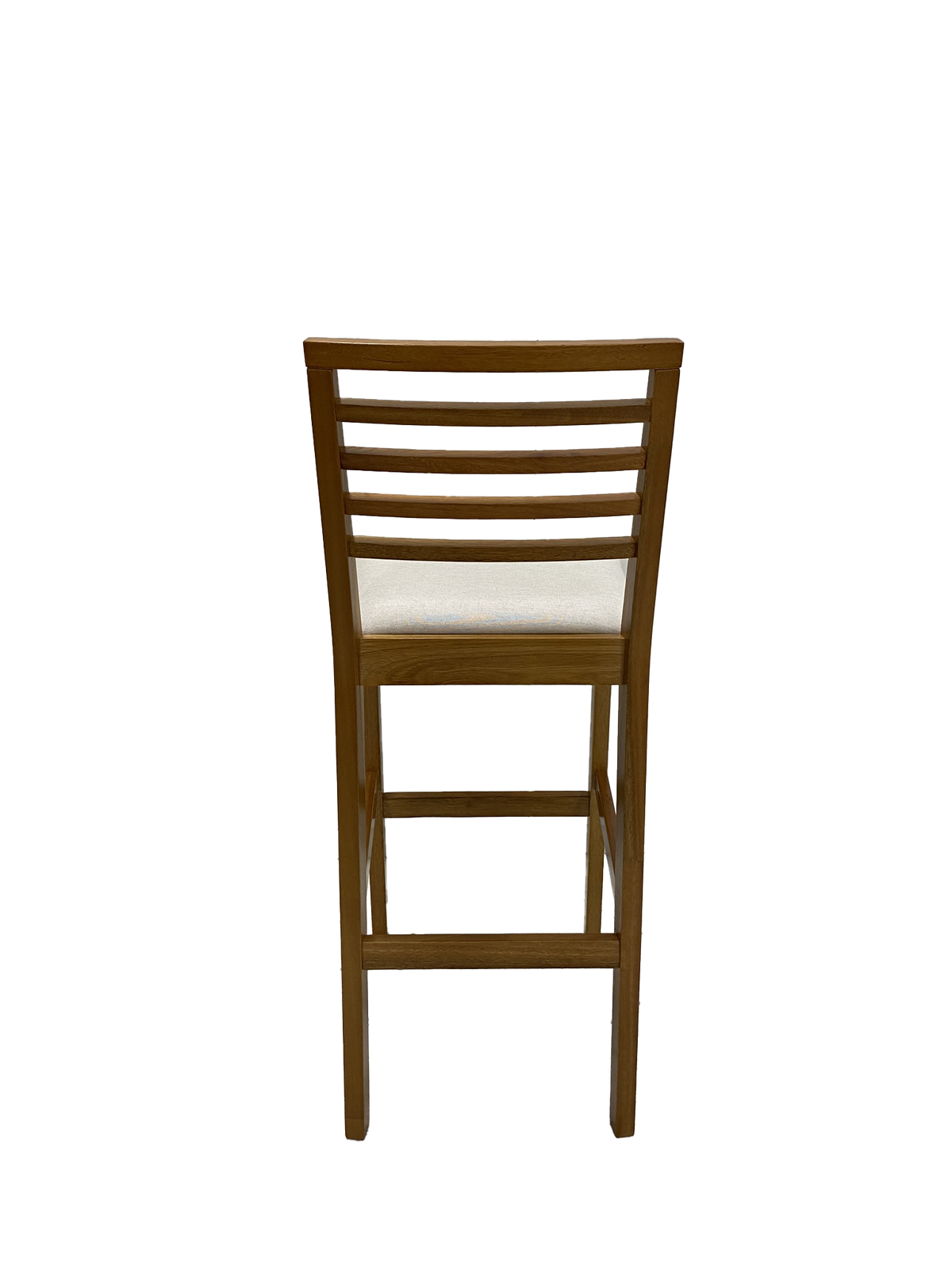 Banqueta Eco Artsoli Castanho Claro com Encosto Ripado Linho Bege