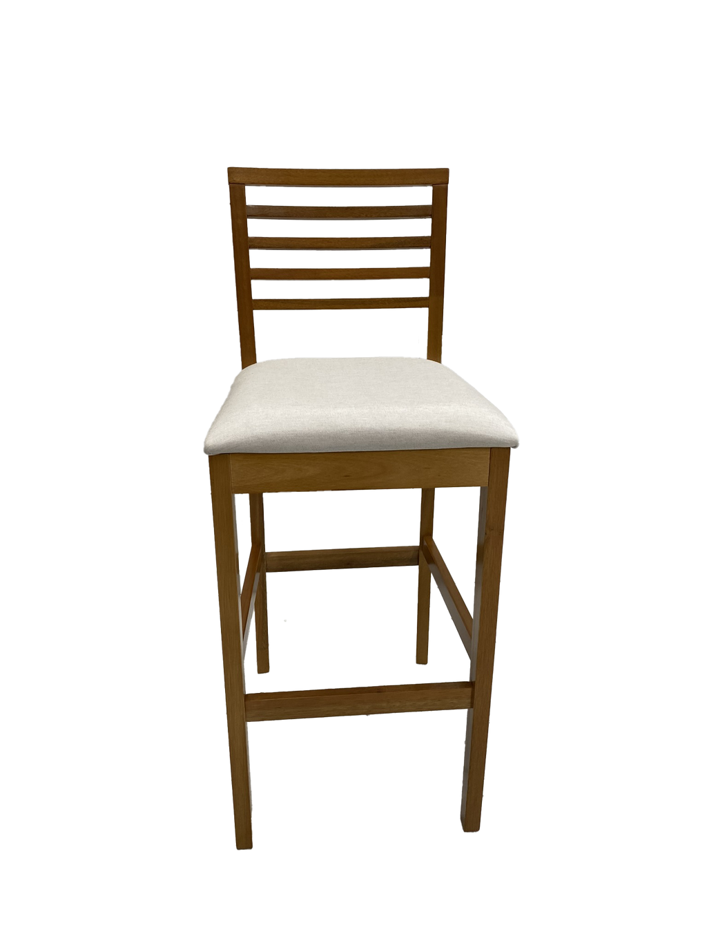 Banqueta Eco Artsoli Castanho Claro com Encosto Ripado Linho Bege