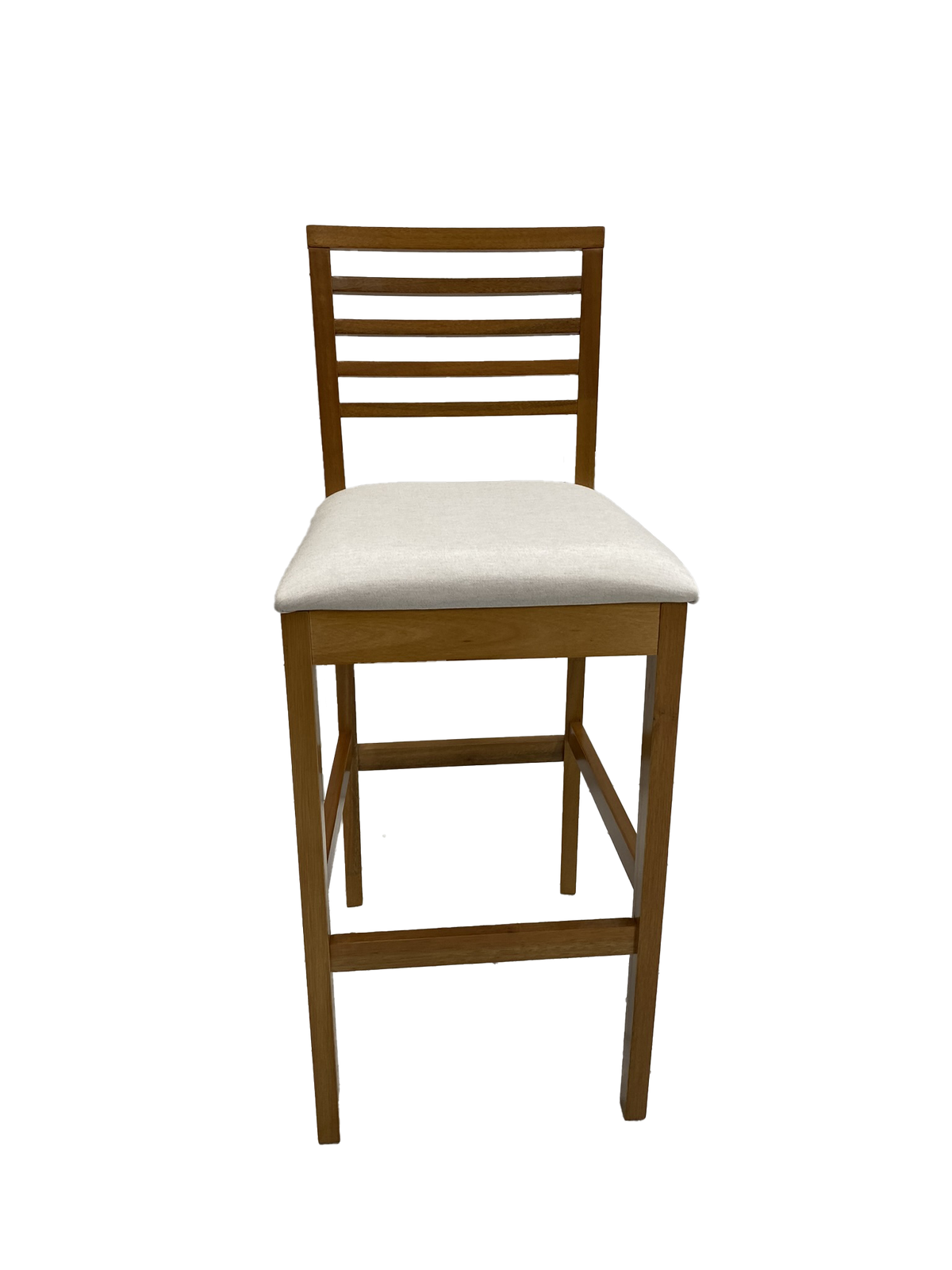 Banqueta Eco Artsoli Castanho Claro com Encosto Ripado Linho Bege
