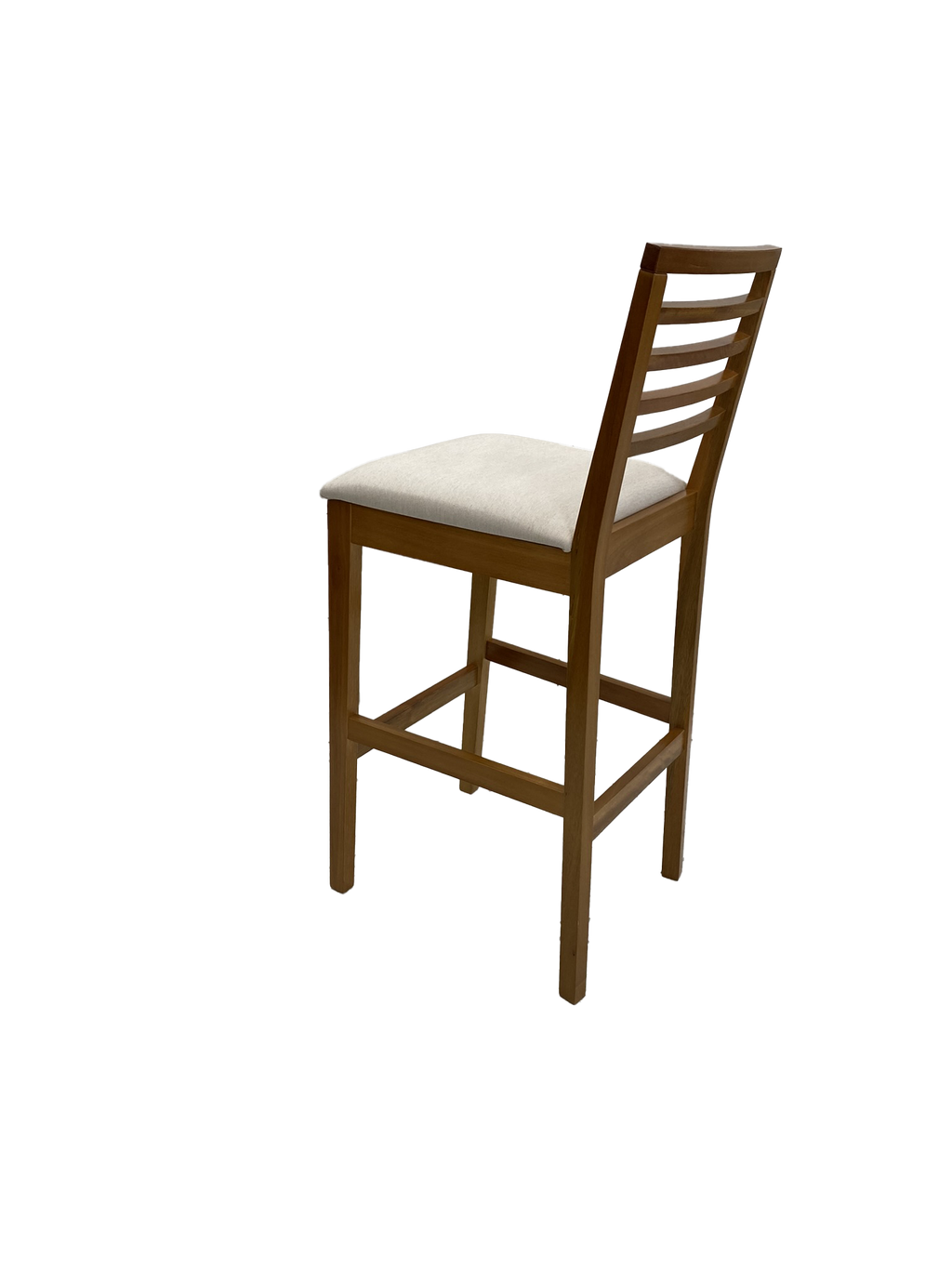 Banqueta Eco Artsoli Castanho Claro com Encosto Ripado Linho Bege
