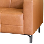 Sofá Living Hamilton 200cm Konfort Pés Metal Preto Courino Caramelo