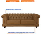 Sofá Living Ponteio 220cm Molufan 2 assentos Corino Caramelo
