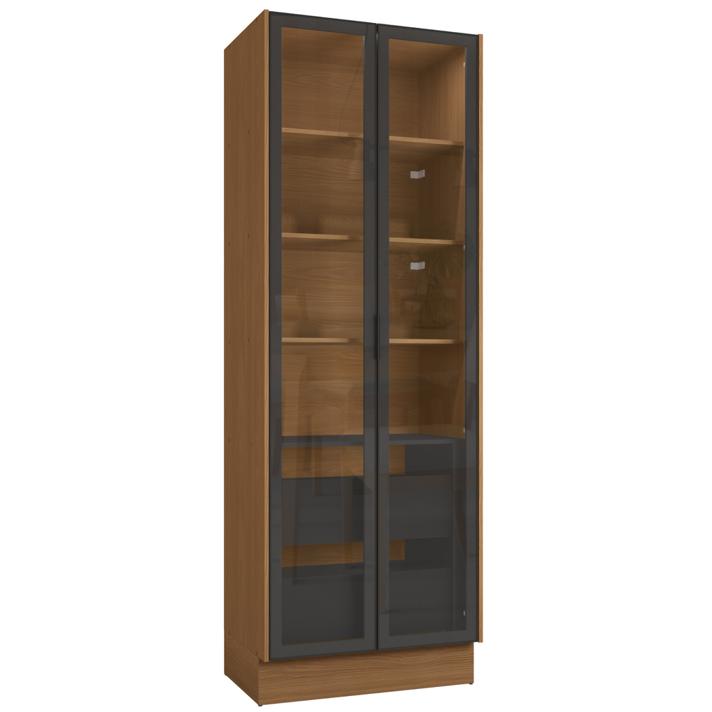 Cristaleira Vibra Kappesberg 80cm 2 Portas com LED Canela e Grafite