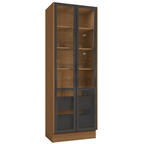 Cristaleira Vibra Kappesberg 80cm 2 Portas com LED Canela e Grafite