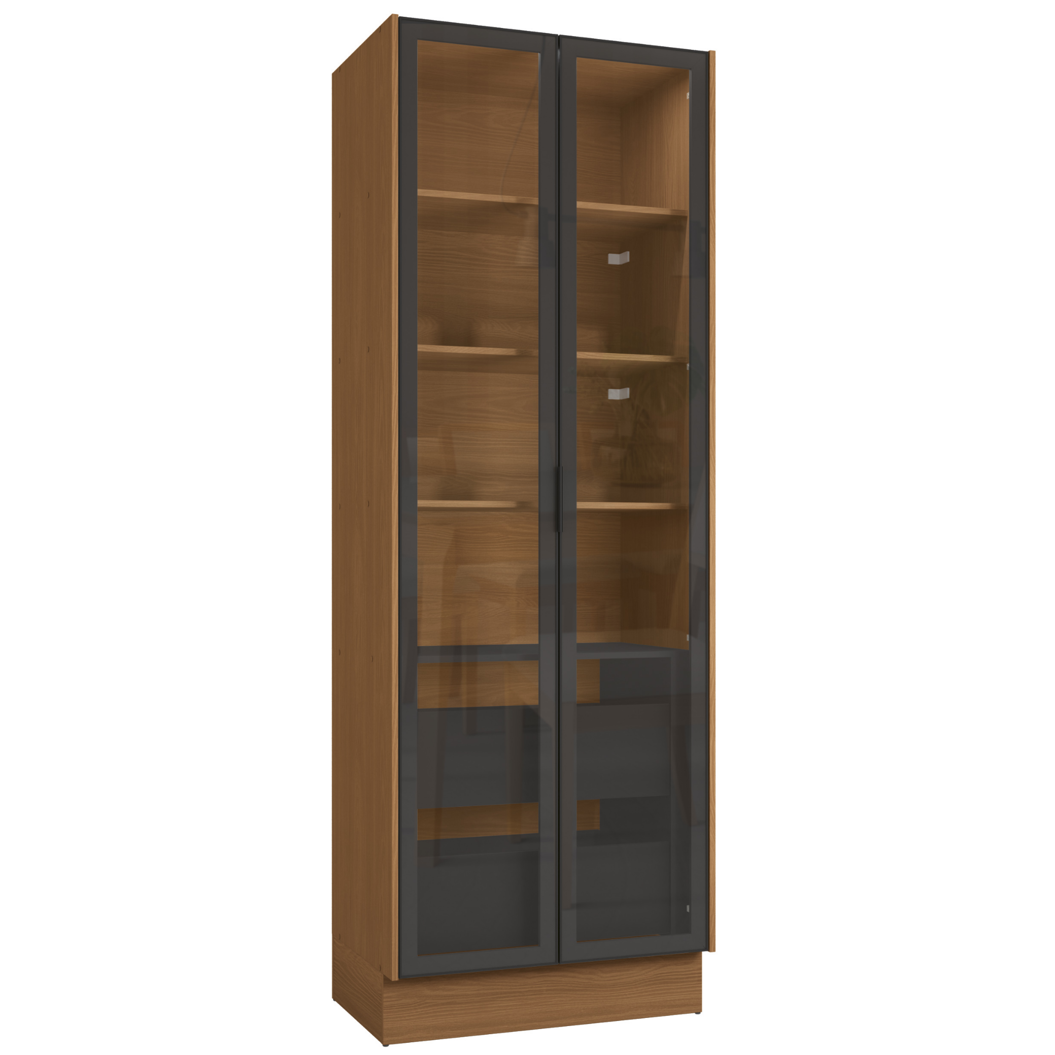 Cristaleira Vibra Kappesberg 80cm 2 Portas com LED Canela e Grafite