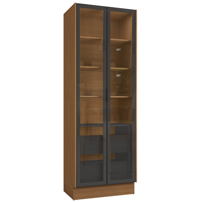 Cristaleira Vibra Kappesberg 80cm 2 Portas com LED Canela e Grafite