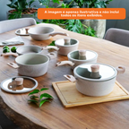 Jogo de Panelas Ceramic Life Brinox 6 Peças Indução Sirius Vanilla