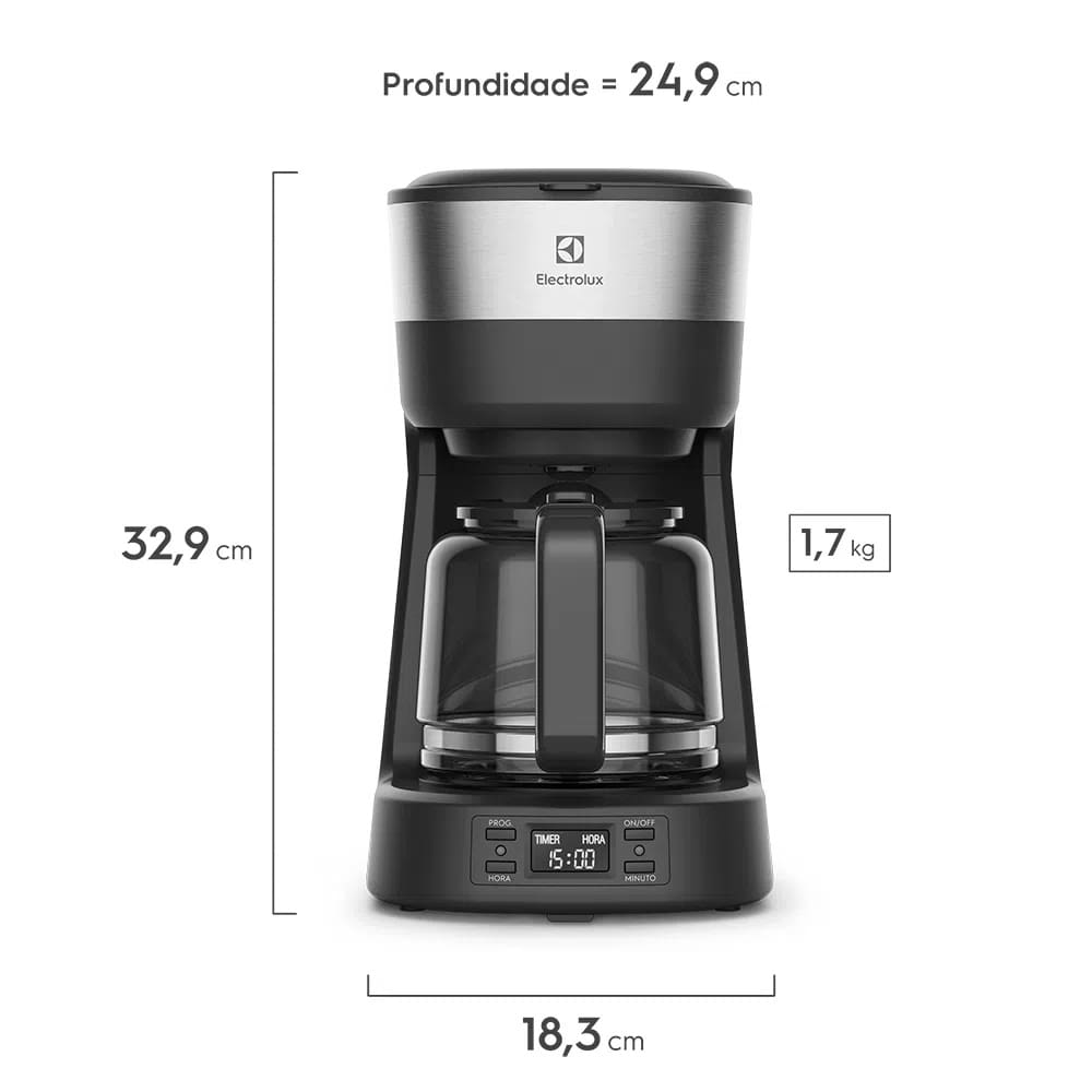 Cafeteira Elétrica Experience Electrolux ECM25 Programável com Timer Grafite 220V