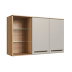 Armário Aéreo de Cozinha Isabelle Delmarco 120cm 2 Portas Freijó e Arenas
