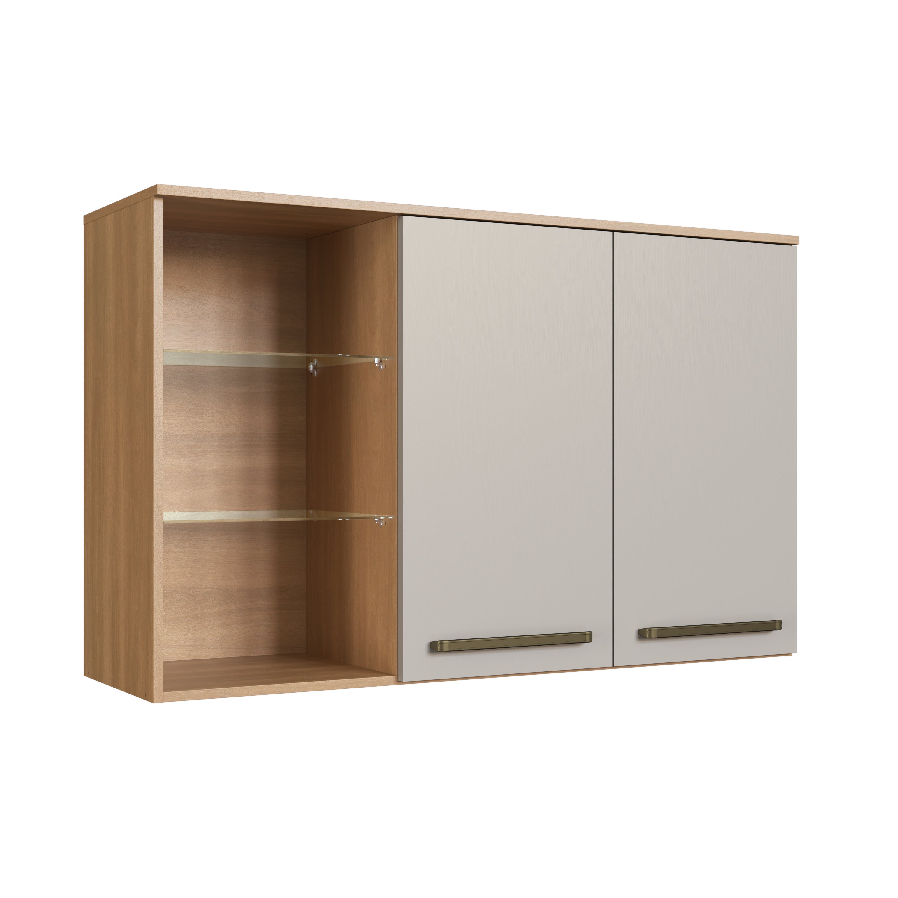 Armário Aéreo de Cozinha Isabelle Delmarco 120cm 2 Portas Freijó e Arenas