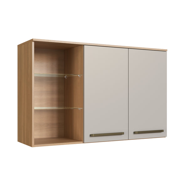 Armário Aéreo de Cozinha Isabelle Delmarco 120cm 2 Portas Freijó e Arenas