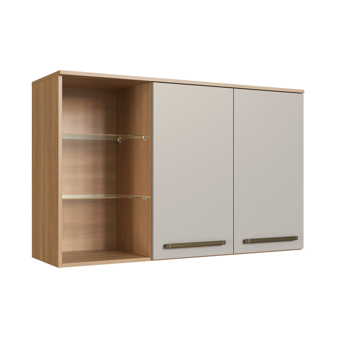 Armário Aéreo de Cozinha Isabelle Delmarco 120cm 2 Portas Freijó e Arenas