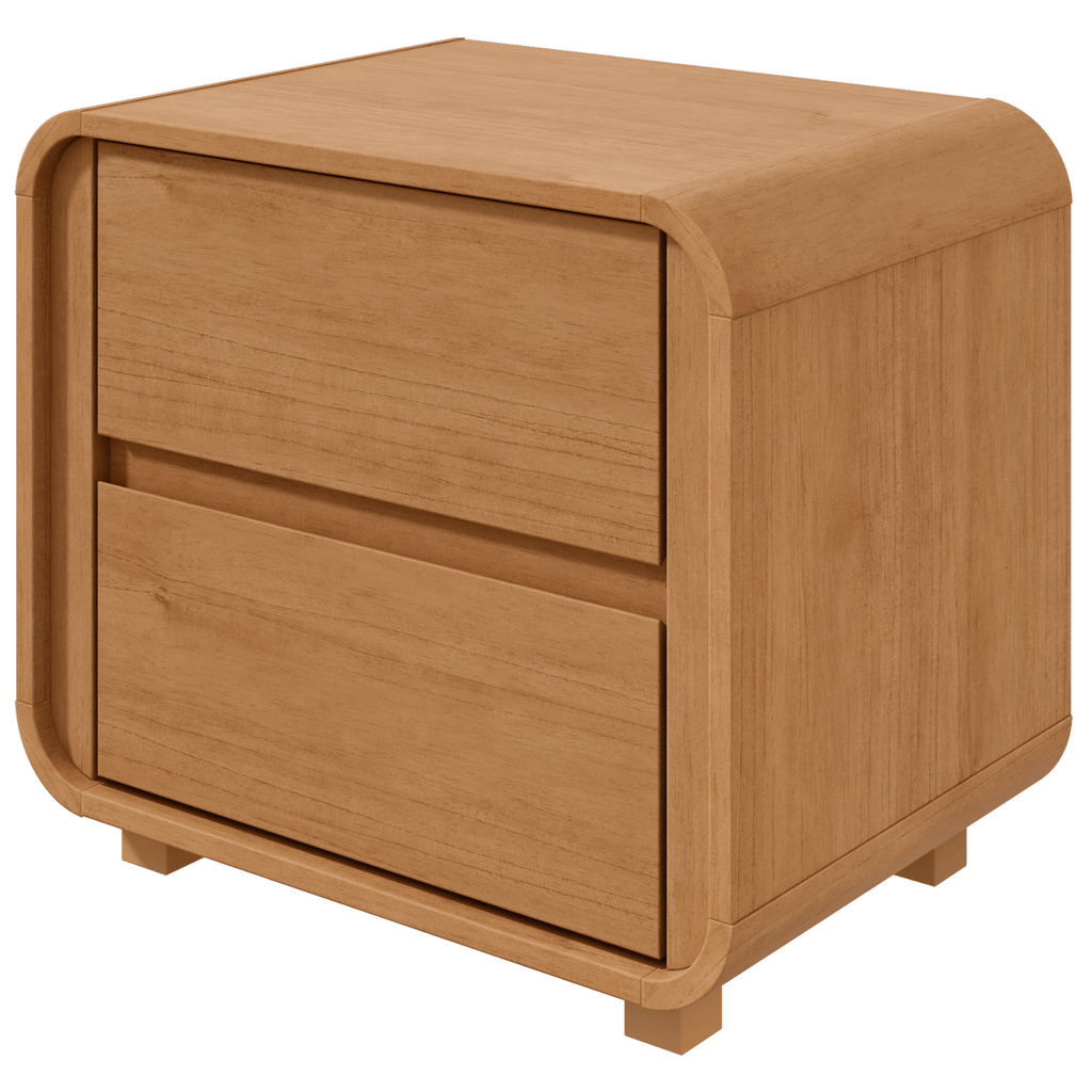 Mesa de Cabeceira Loop Lopas 55cm 2 Gavetas com Pés Amêndoa Clean