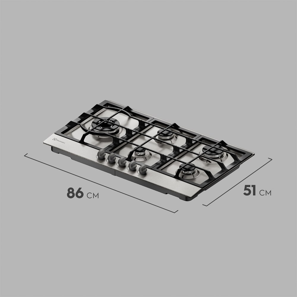 Cooktop à Gás Experience Electrolux KE9DX 5 Bocas Semiprofissional Inox Bivolt