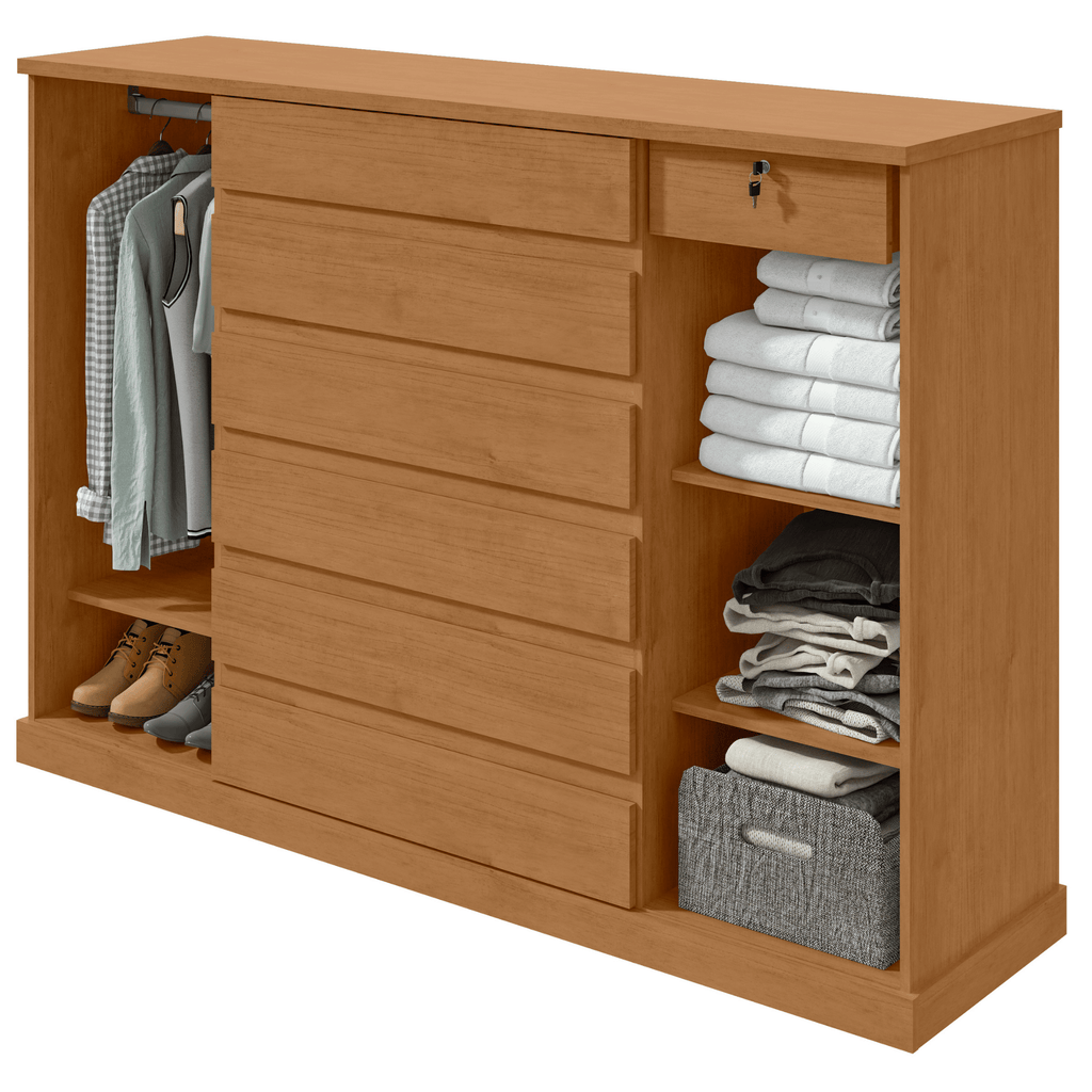 Cômoda Vedra 173cm Lopas 7 Gavetas 2 Portas Amêndoa Clean