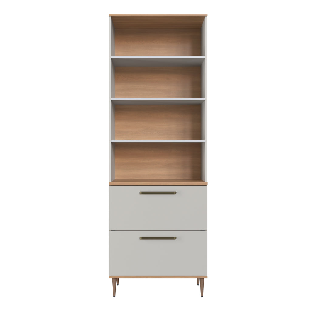 Paneleiro de Cozinha Isabelle Delmarco 80cm 2 Portas com Vidro Fumê 2 Gavetas Freijó e Arenas