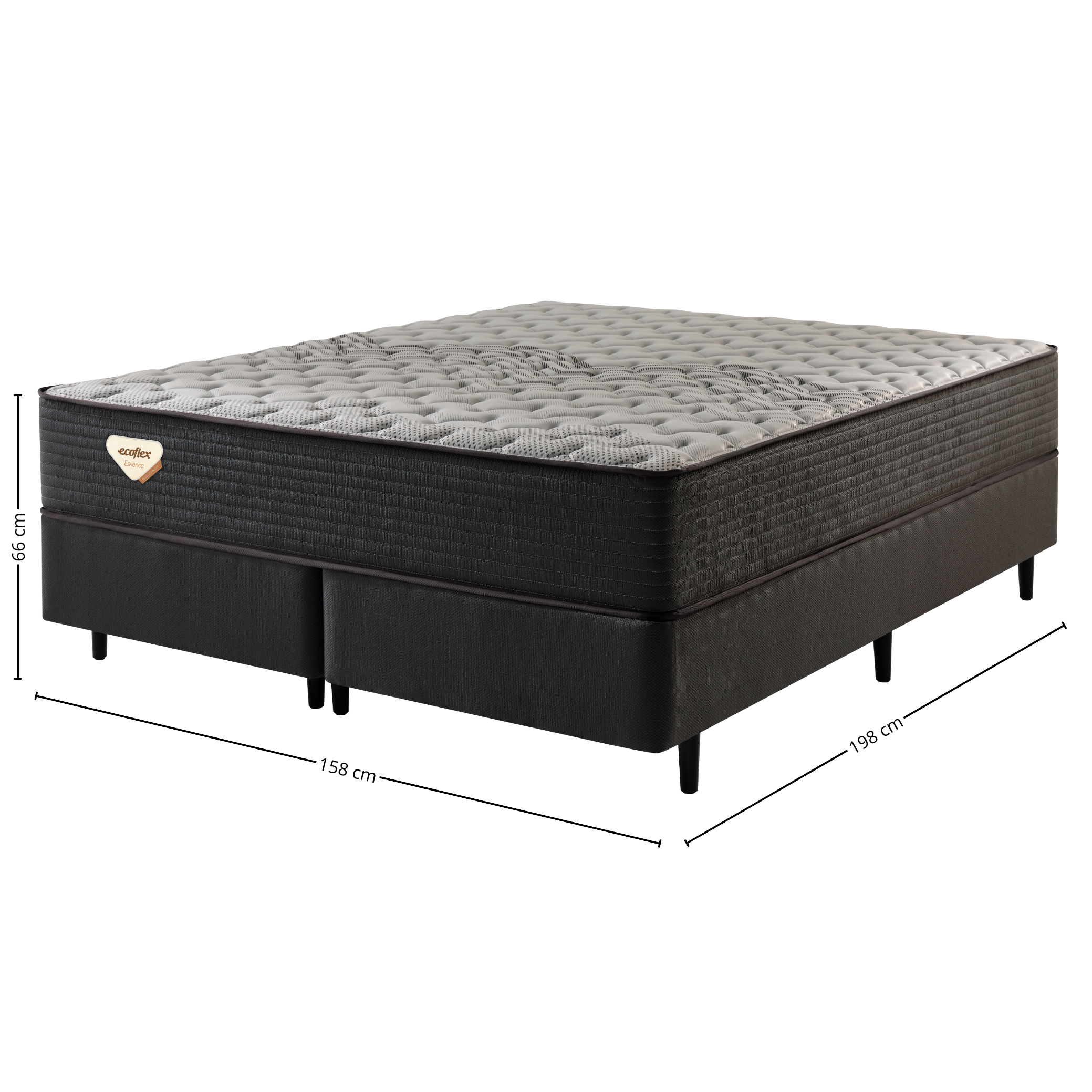 Conjunto Cama Box Relax Comfort Queen EcoFlex 158x198x66cm Molas Ensacadas