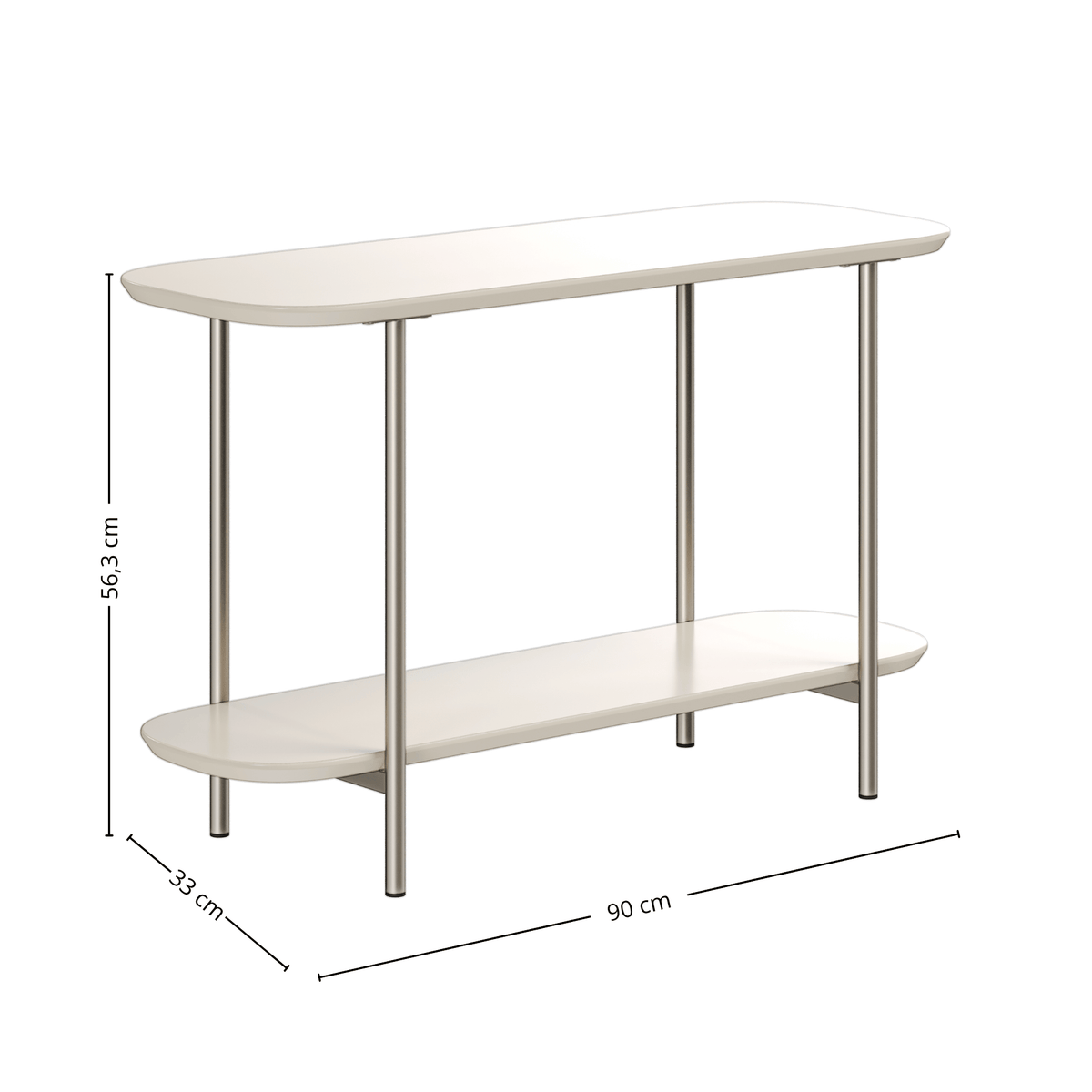 Mesa de Apoio para Sofá Lux Província 90cm Off White e Champanhe