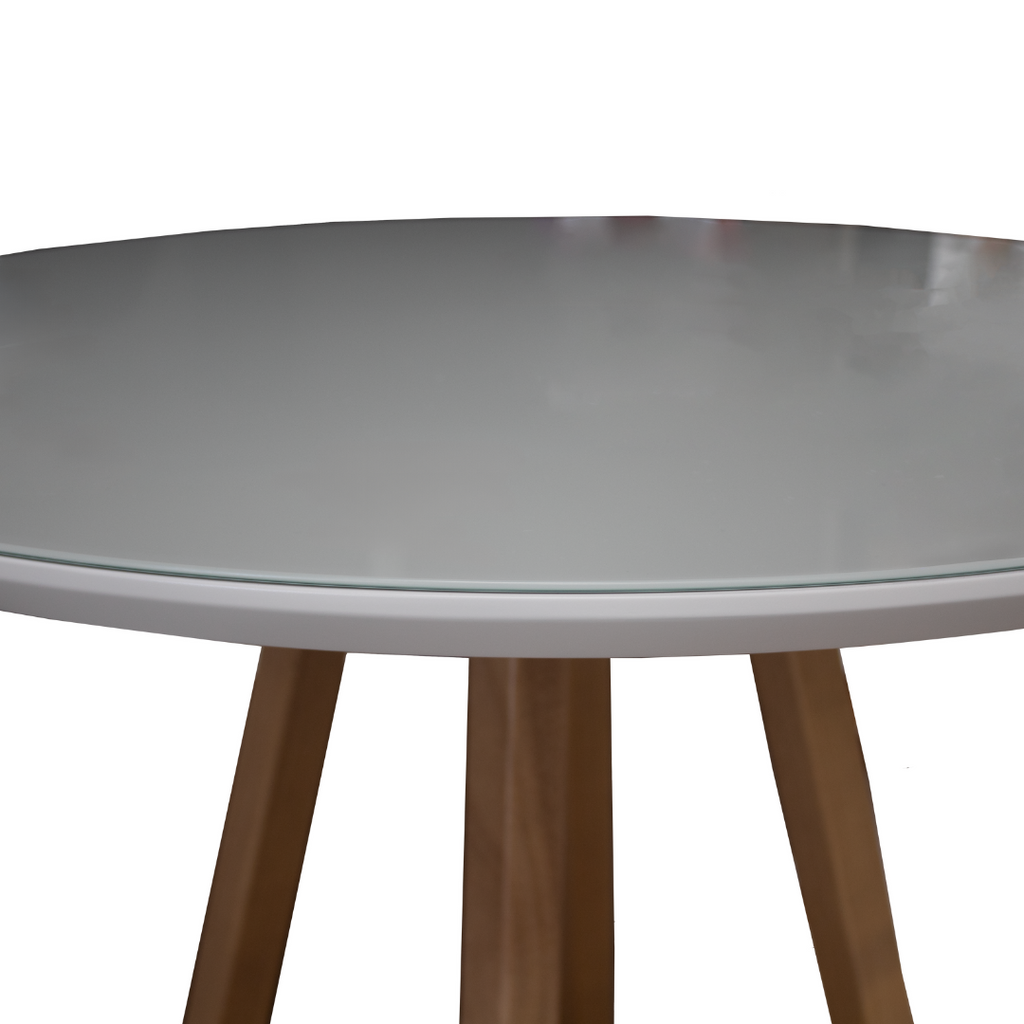 Mesa Redonda Paixões Nacional 80x80cm Amêndoa Tampo com Vidro Fendi