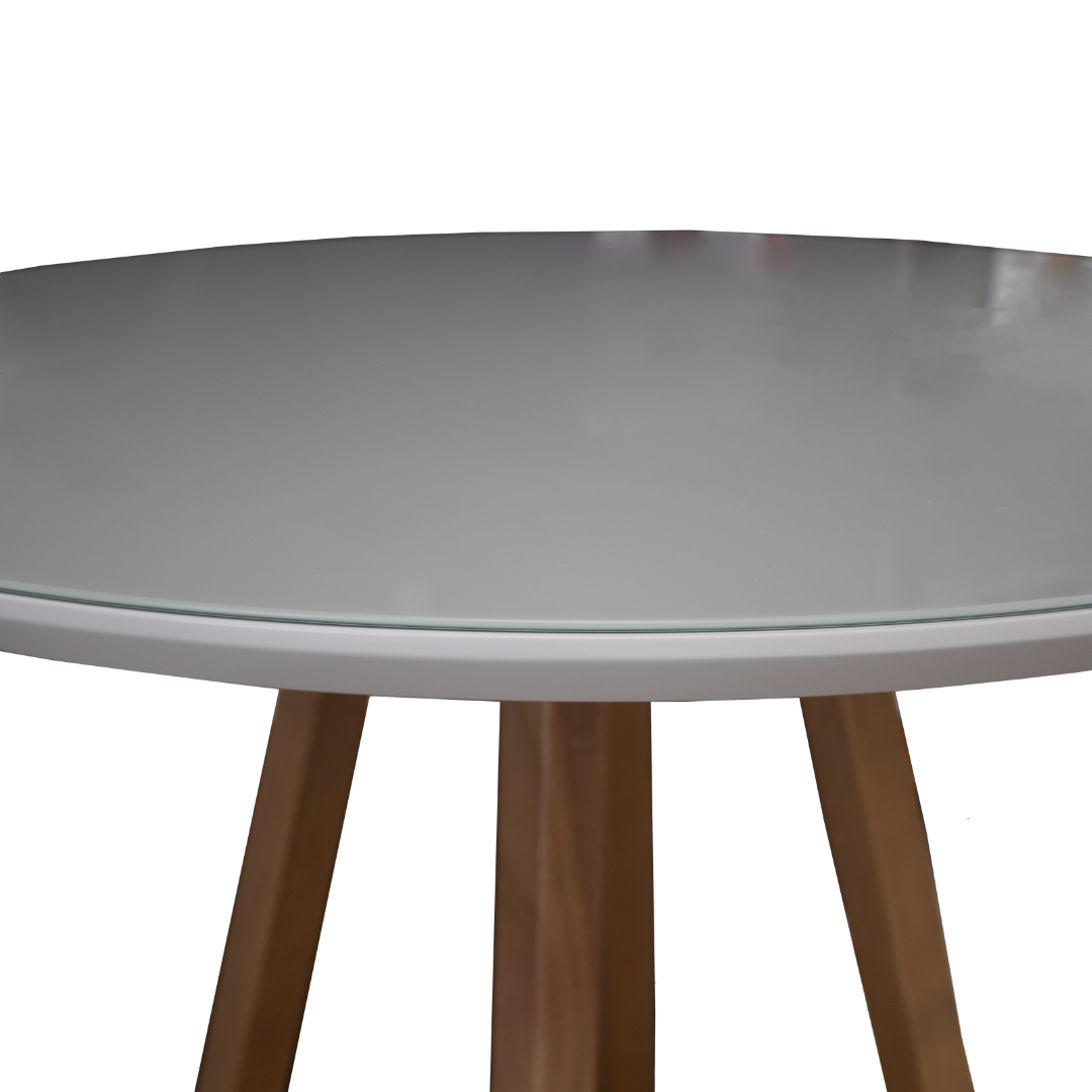 Mesa Redonda Paixões Nacional 80x80cm Amêndoa Tampo com Vidro Fendi