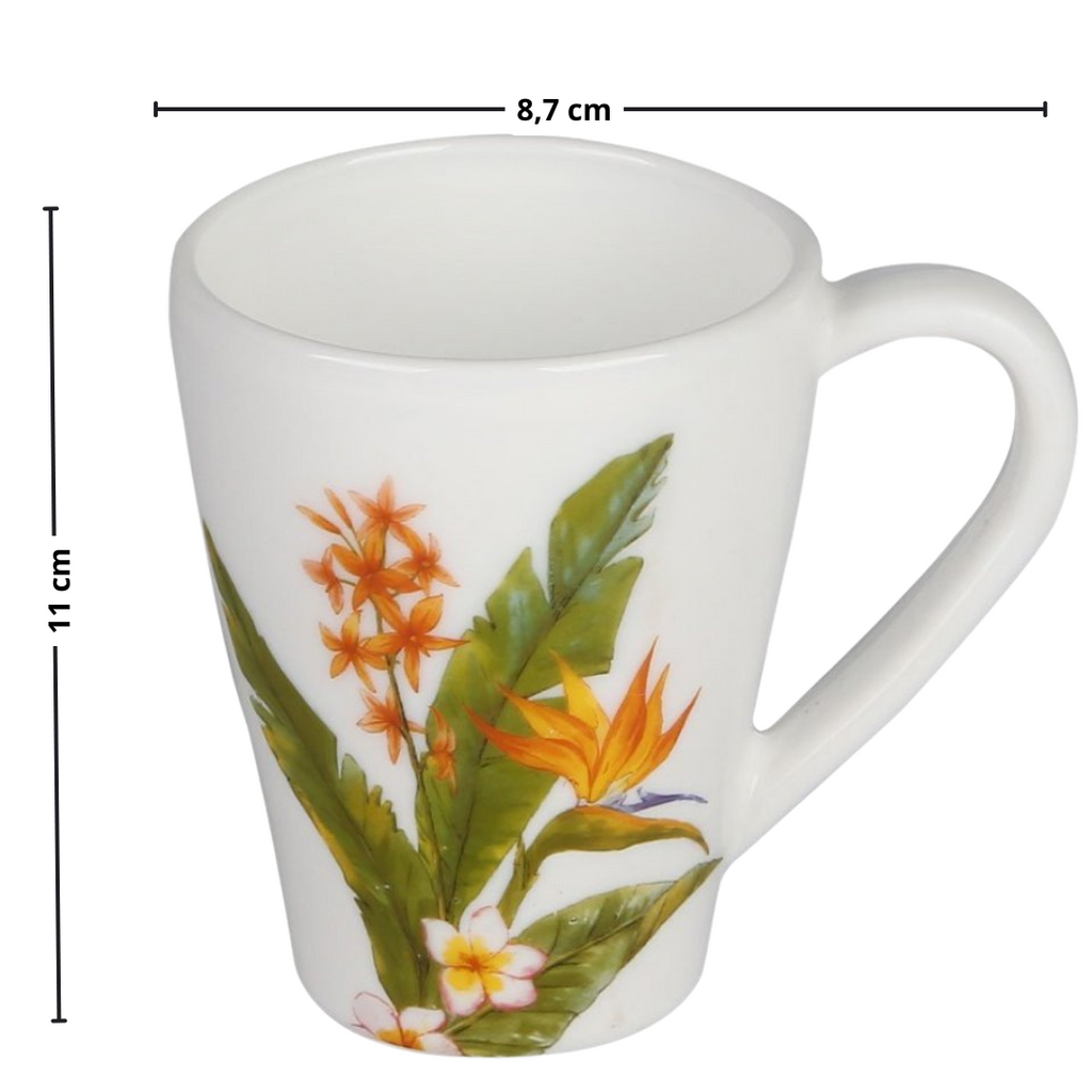 Caneca em Vidro Opalino Flora Full-Fit 350ml Lírio