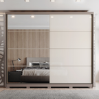 Roupeiro Dream Henn 264cm 100% MDF Espelho 2 Portas Avelã e Off White
