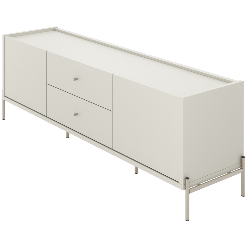 Rack Jasper Província 185cm 2 Portas e 2 Gavetas Off White Fosco com Champanhe