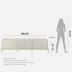 Rack Jasper Província 185cm 2 Portas e 2 Gavetas Off White Fosco com Champanhe