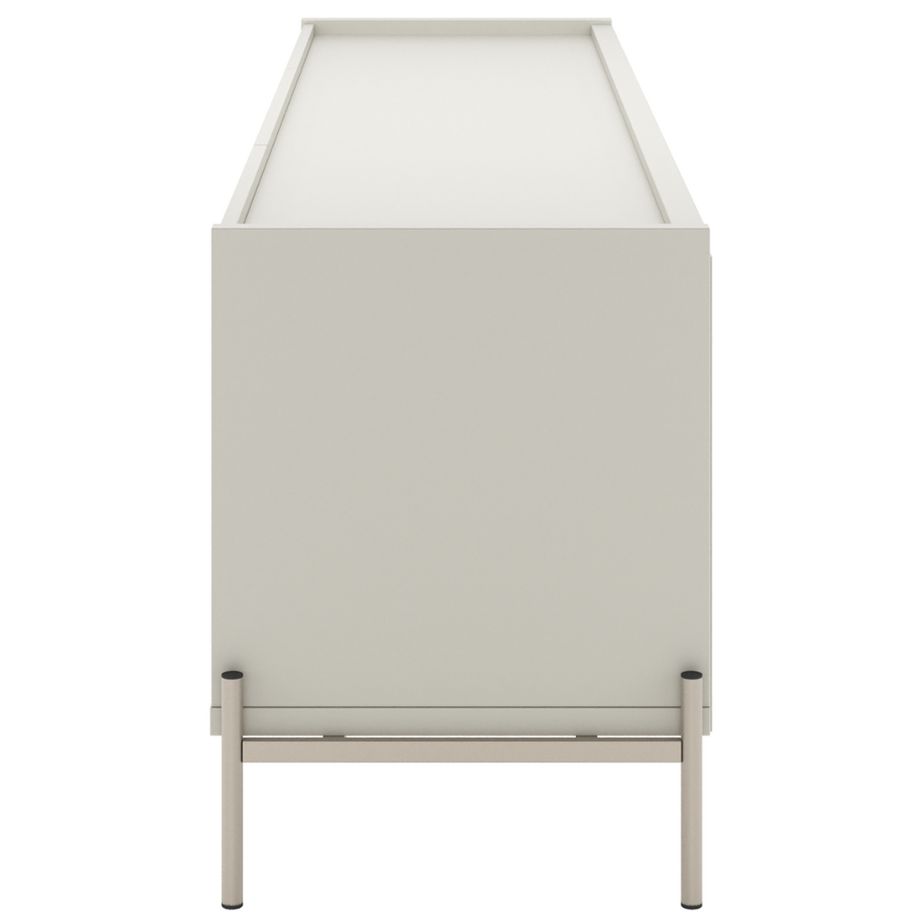Rack Jasper Província 185cm 2 Portas e 2 Gavetas Off White Fosco com Champanhe