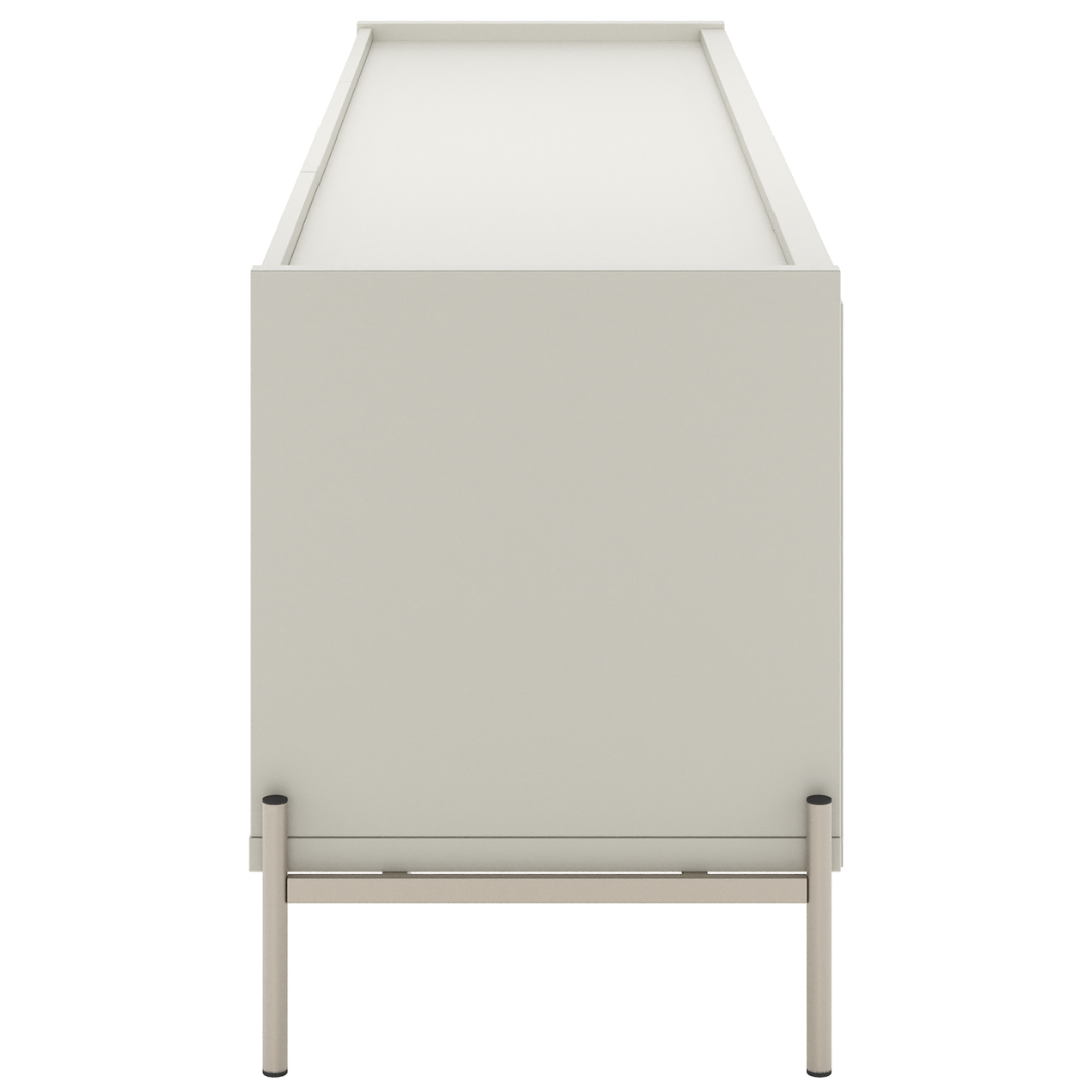 Rack Jasper Província 185cm 2 Portas e 2 Gavetas Off White Fosco com Champanhe