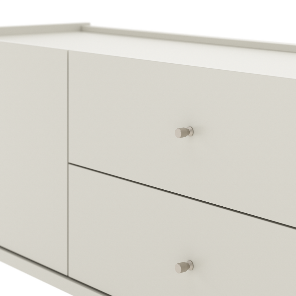Rack Jasper Província 185cm 2 Portas e 2 Gavetas Off White Fosco com Champanhe