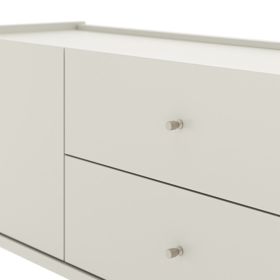 Rack Jasper Província 185cm 2 Portas e 2 Gavetas Off White Fosco com Champanhe