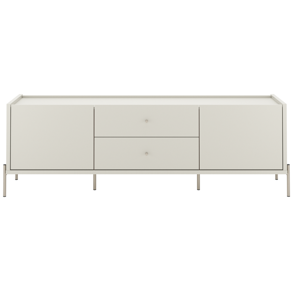 Rack Jasper Província 185cm 2 Portas e 2 Gavetas Off White Fosco com Champanhe