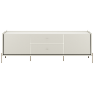 Rack Jasper Província 185cm 2 Portas e 2 Gavetas Off White Fosco com Champanhe