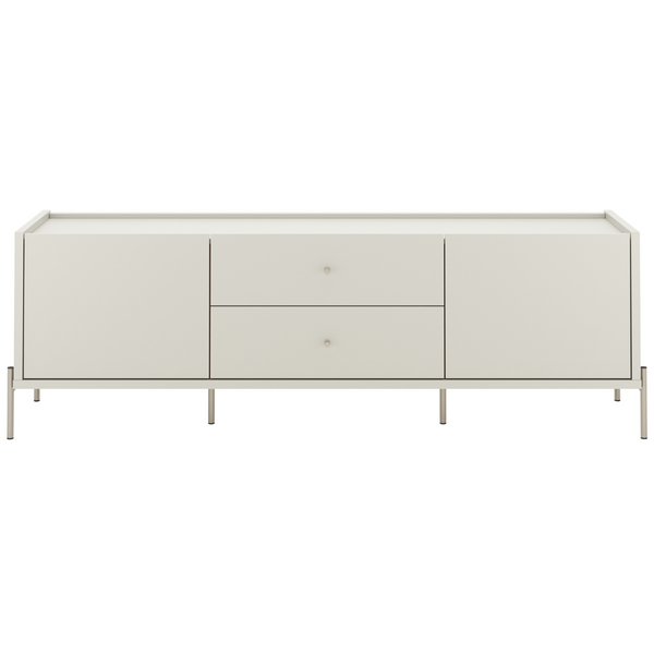 Rack Jasper Província 185cm 2 Portas e 2 Gavetas Off White Fosco com Champanhe