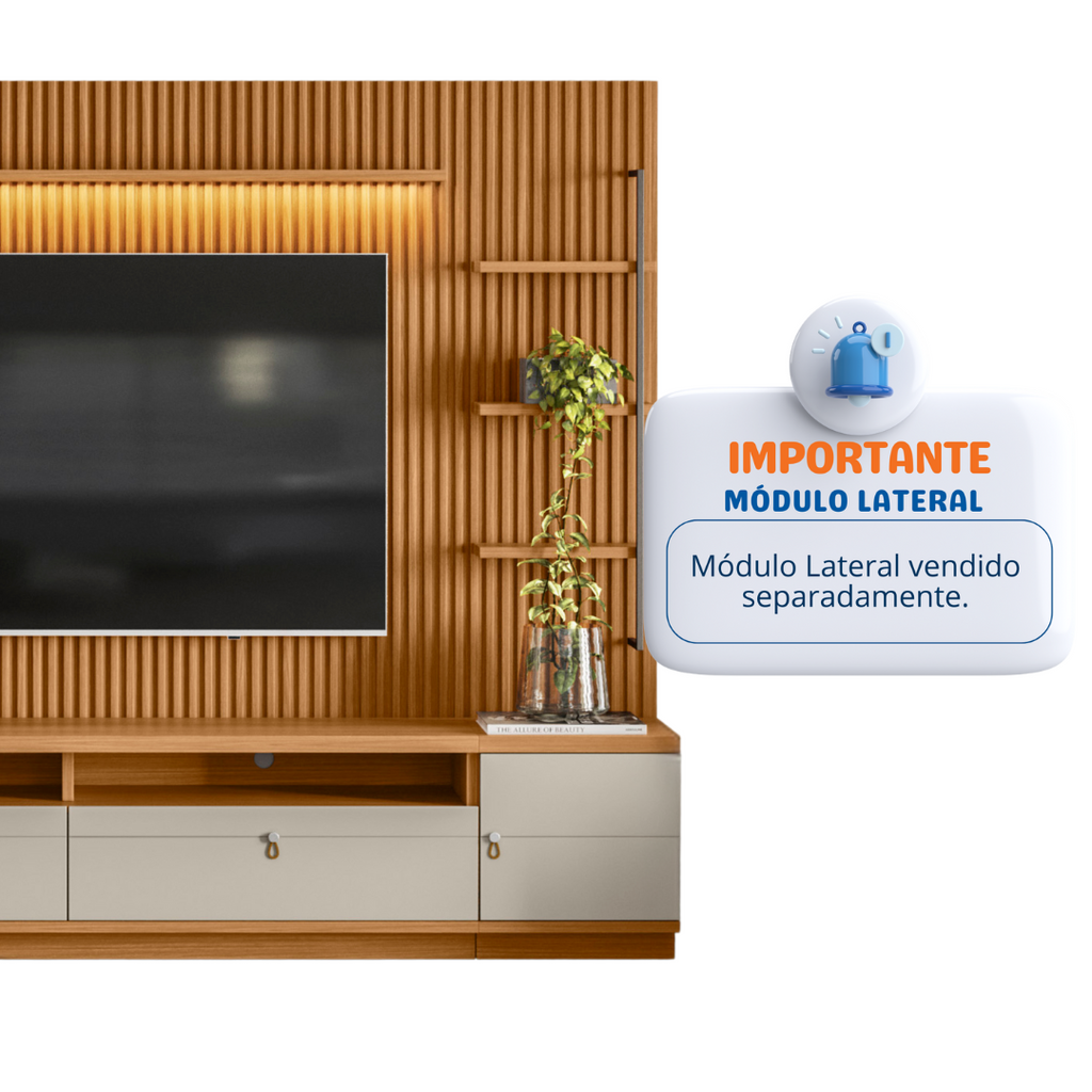 Home Ouro Preto Linea 180cm com Led Nature/Off White