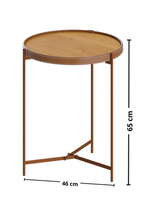 Mesa Lateral Redonda Aqua Imcal 46x65cm Nature e Cobre