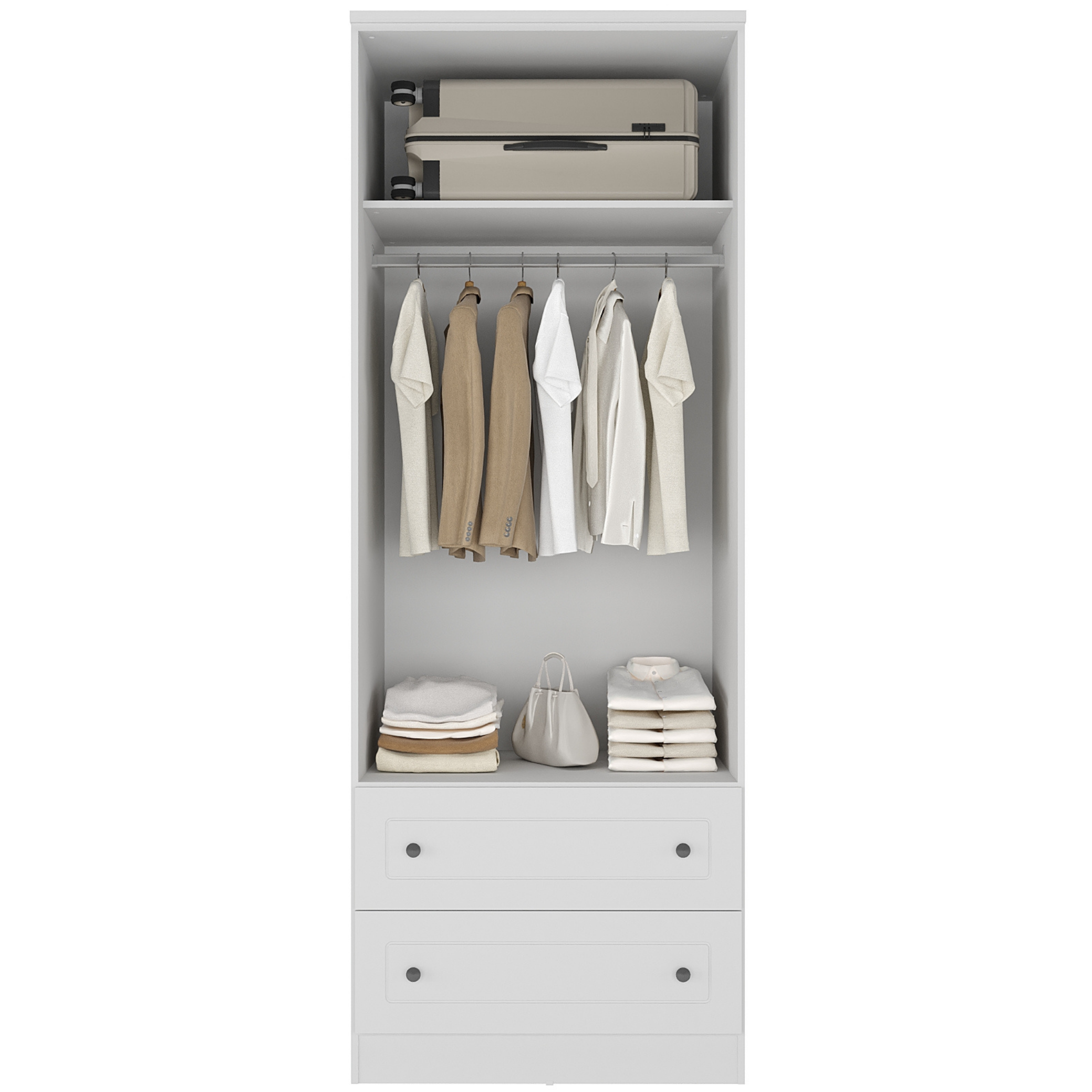 Roupeiro Fort Mambel 81cm 100% MDF 2 Portas 2 Gavetas Branco