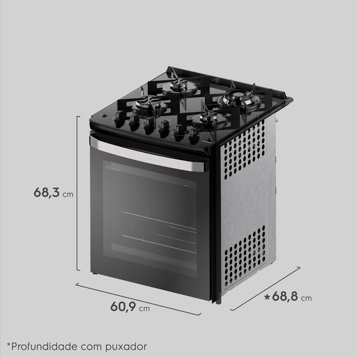 Fogão de Embutir 4 Bocas Electrolux Preto Experience FE4EP com Mesa de Vidro, PerfectCook360 e VaporBake 220V