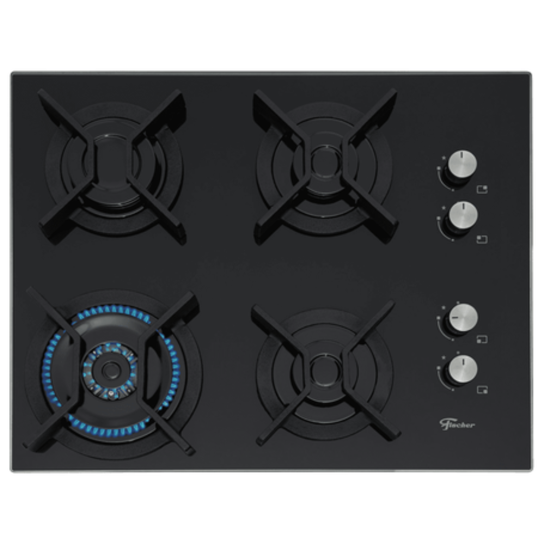 Cooktop Infinity à Gás Fischer 4 Bocas Grades em Ferro Fundido Tripla Chama Preto Bivolt